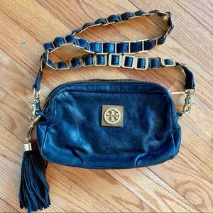 Tory Burch Black Leather Chain Strap Purse